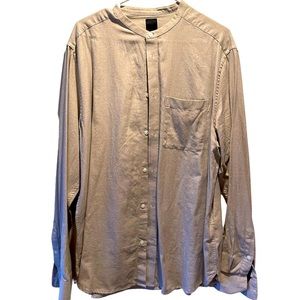 Large H&M Euro Collar button down - tan - NEVER WORN!!